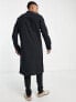 ASOS DESIGN kurta longline shirt with hand embellishment in black linen mix