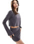 Фото #1 товара ASOS DESIGN co-ord ribbed slouchy off shoulder top in grey