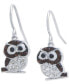 ფოტო #1 პროდუქტის Crystal Owl Drop Earrings in Sterling Silver, Created for Macy's