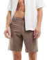 River Island linen shorts in dark stone Dunkler Stein, W28 - фото #5