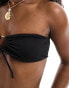 Daisy Street textured ring detail bandeau bikini top co-ord in black