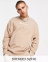 ASOS Dark Future oversized sweatshirt with front and back logos prints in taupe