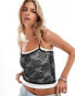 ASOS DESIGN contrast double layer vest with lace overlay in mono