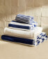 Cotton bath towel with blue stripes