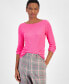 Women's Long-Sleeve Boatneck Ribbed Top, Created for Macy's