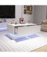 Фото #2 товара High Glossy Coffee Table With 2 Drawers Have Rgb LED Light With Buletooth Control