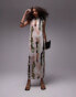 Topshop sleeveless relaxed crinkle midi dress in abstract art print