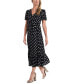 Фото #1 товара Women's Short Sleeve Polka-Dot Tie-Waist Midi Dress