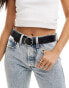 Фото #1 товара Levi's Athena leather belt with round silver buckle in black