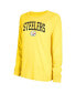 ფოტო #2 პროდუქტის Women's Black, Gold Pittsburgh Steelers Raglan Long Sleeve T-shirt Shorts Lounge Set