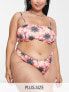 Фото #1 товара COLLUSION Plus tie dye sun print bikini top with double stap in pink