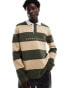 Фото #1 товара Tommy Jeans striped rugby shirt in green and ecru