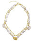 ფოტო #1 პროდუქტის Imitation Pearl and Shell with Paper Clip Chain Double Necklace
