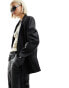 COLLUSION oversized leather look blazer in black