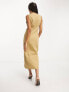 Фото #4 товара ASOS DESIGN twill midi dress with button through in camel