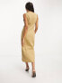 ASOS DESIGN twill midi dress with button through in camel