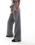 Stradivarius bow belt wide leg trousers in grey