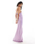 ASOS DESIGN one shoulder maxi dress with grosgrain strap in lilac