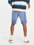 Only & Sons slim fit tapered denim shorts with rips in light blue