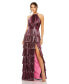 ფოტო #1 პროდუქტის Women's Ieena Heat Pleated Tiered Ruffle Metallic Gown