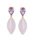 ფოტო #2 პროდუქტის Unique Geometric Linear Pink Quartz Rhombus Teardrop Shape Purple CZ & Natural Multi-Tier Gemstone Party Dangling Earrings in 14K Yellow Gold Plated