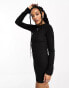 Bershka open back textured mini dress in black