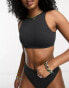 Фото #2 товара Roxy Pop Up long line crop bikini top in black