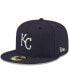 Фото #2 товара Men's Navy Kansas City Royals Logo White 59FIFTY Fitted Hat