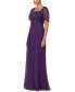 Women's Bead Embellished Short Sleeve Gown