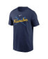 Фото #3 товара Men's Navy Milwaukee Brewers Wordmark Local Team T-shirt