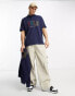 Фото #1 товара Polo Ralph Lauren large multi logo oversized fit pique polo in navy