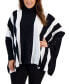 Фото #1 товара Plus Size Striped Turtleneck Poncho Sweater, Created for Macy's