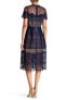 Фото #2 товара Romeo And Juliet Lace Couture Navy Short Sleeve Lace Eyelet Back Zip Dress Sz. S