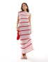 ASOS DESIGN contrast stitch column knit maxi dress in pink Розовый, M - EU 40-42 - фото #1