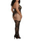 Фото #2 товара Women's Plus Size Lace Teddy Body Stocking Lingerie with Attached Garters and Stockings
