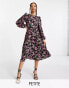 Vero Moda Petite Exclusive floral midi dress with ballon sleeve in floral print