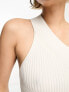 ASOS DESIGN knitted one shoulder top with rib detail in white