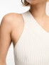 Фото #3 товара ASOS DESIGN knitted one shoulder top with rib detail in white