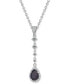 ფოტო #1 პროდუქტის Sapphire (1-1/2 ct. t.w.) & White Topaz (3/8 ct. t.w.) Pear Drop Lariat Necklace in Sterling Silver, 16" + 2" extender