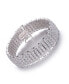 Elegant Wide Bracelet in Sterling Silver White Gold Plating with Cubic Zirconia