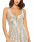 Women's Metallic Sequined Plunge Neck Gown