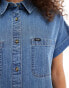 Lee short sleeve loose fit denim shirt in blue