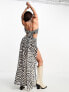 Фото #2 товара Miss Selfridge beach halter neck tie back maxi dress in zebra print