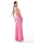 Фото #2 товара ASOS DESIGN crochet knit cut out cami maxi dress in pink