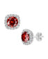 Multi Colored Cubic Zirconia Cushion Shape Stud Earring in Sterling Silver