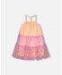 ფოტო #1 პროდუქტის Girl Sleeveless Color block Mesh Dress Lavender And Salmon - Child