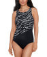 Фото #1 товара Shape Solver Sport for Women's Perfect Bubble High-Neck Illusion One-Piece Swimsuit