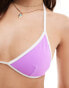 Фото #2 товара ASOS DESIGN contrast binding triangle bikini top in bright pink