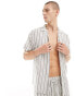 Фото #1 товара South Beach linen blend beach shirt in white with black stripe