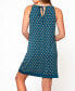 Women's Malachite Print Soft Knit Chemise with Halter Neck and Keyhole Tie Back